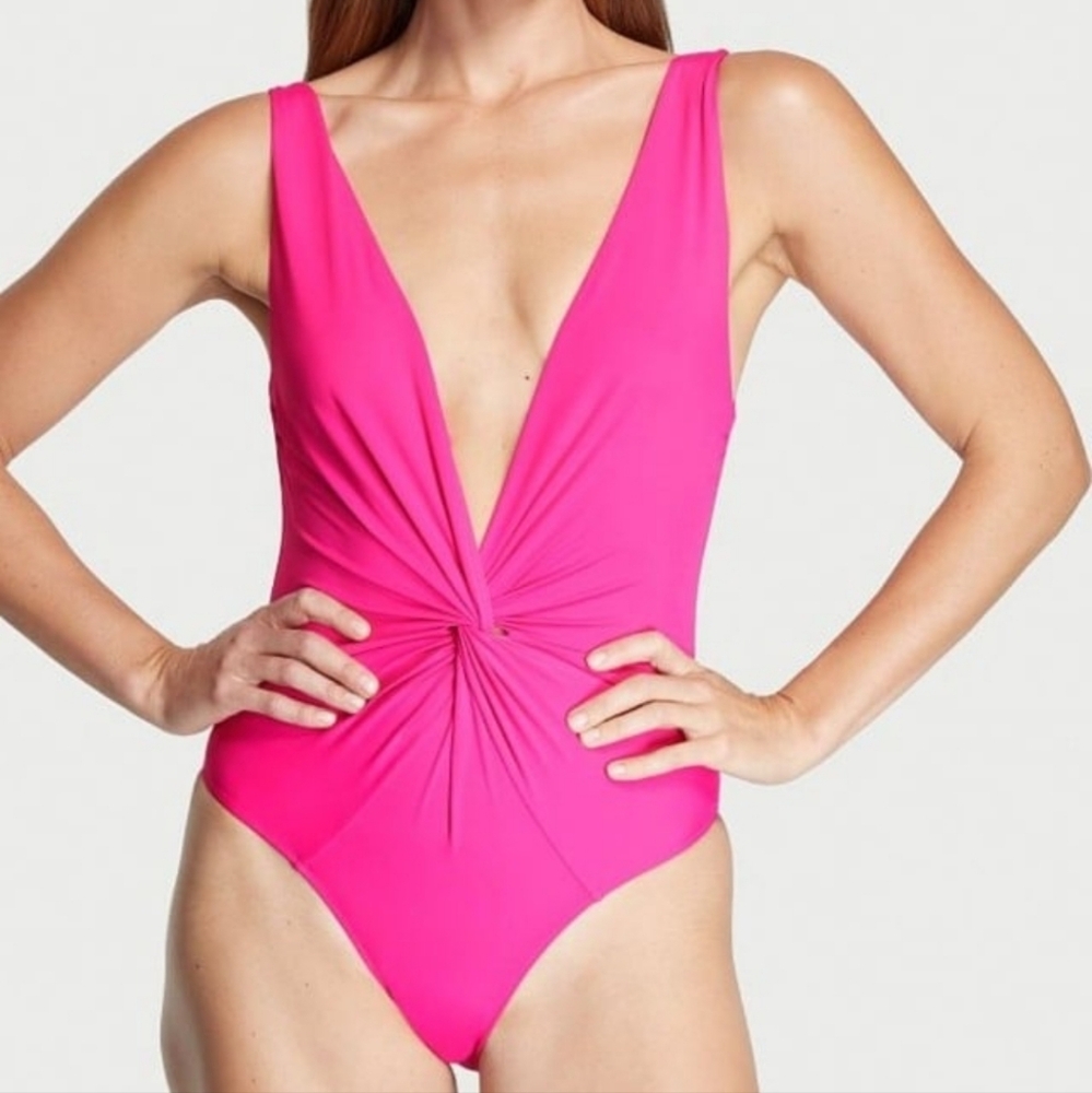 Victorias Secret One Piece Swimsuit plunge pink xl
